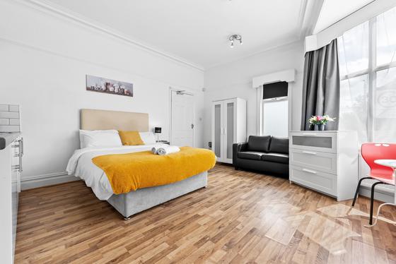 Studio 4, double bed and sofa